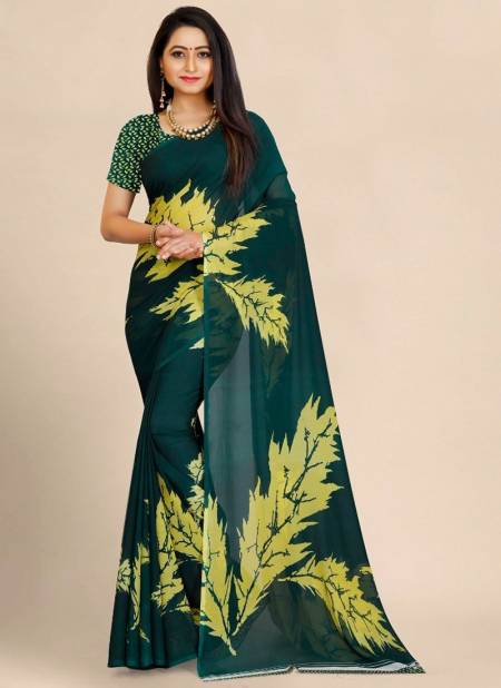 Green Colour New Latest Designer Regular Wear Renial Saree Collection 1013